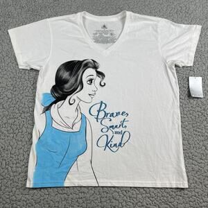 Disney Store Belle Shirt Womens XL V-Neck Sparkle Short Sleeve Brave Smart Kind